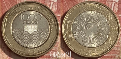 Колумбия 1000 песо 2023 года, KM# 299, 366r-047 ♛