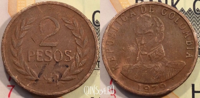 Колумбия 2 песо 1979 года, KM 263, 116-055