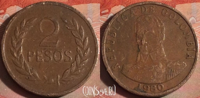 Колумбия 2 песо 1980 года, KM# 263, 115b-133