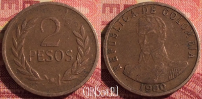 Колумбия 2 песо 1980 года, KM# 263, 301i-011