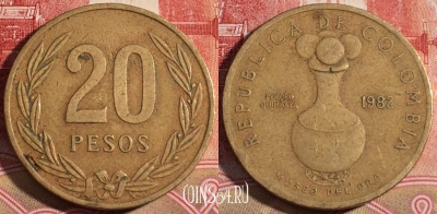 Колумбия 20 песо 1982 года, KM# 271, 219-112