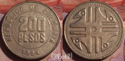 Колумбия 200 песо 1994 года, KM# 287, 140b-032