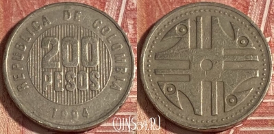 Колумбия 200 песо 1994 года, KM# 287, 330r-096