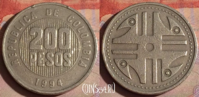 Колумбия 200 песо 1994 года, KM# 287, 332-018