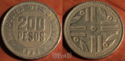 Колумбия 200 песо 1994 года, KM# 287, 47-121