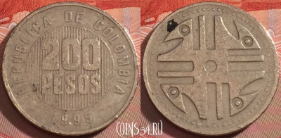 Колумбия 200 песо 1995 года, KM# 287, 108b-072