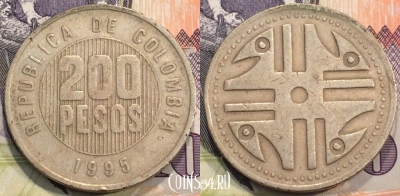 Колумбия 200 песо 1995 года, KM# 287, 115-021