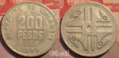 Колумбия 200 песо 1995 года, KM# 287, 149a-033