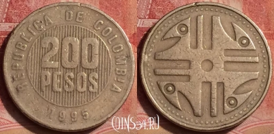Колумбия 200 песо 1995 года, KM# 287, 395-048