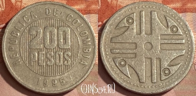 Колумбия 200 песо 1995 года, KM# 287, 461r-296