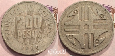Колумбия 200 песо 1996 года, KM 287, 116-020