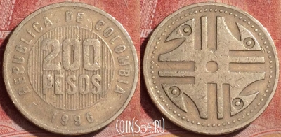 Колумбия 200 песо 1996 года, KM# 287, 175l-004