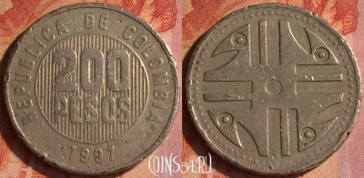 Колумбия 200 песо 1997 года, KM# 287, 101o-069
