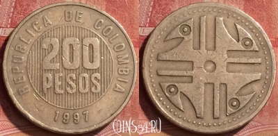 Колумбия 200 песо 1997 года, KM# 287, 261l-057