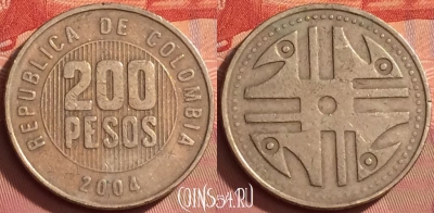 Колумбия 200 песо 2004 года, KM# 287, 286l-064