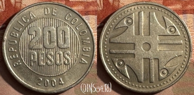 Колумбия 200 песо 2004 года, KM# 287, 431s-055 ♛