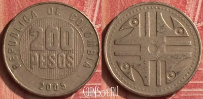 Колумбия 200 песо 2005 года, KM# 287, 353n-050