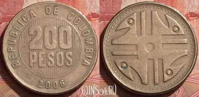 Колумбия 200 песо 2006 года, KM# 287, 285k-107