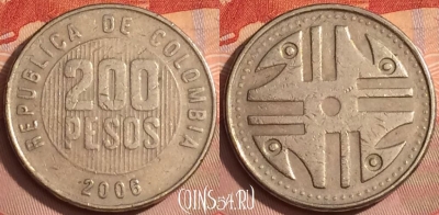 Колумбия 200 песо 2006 года, KM# 287, 355k-025