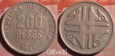 Колумбия 200 песо 2007 года, KM# 287, 056i-047
