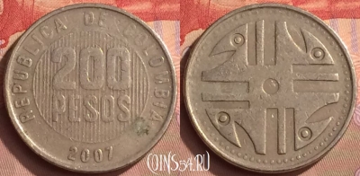 Колумбия 200 песо 2007 года, KM# 287, 449-091