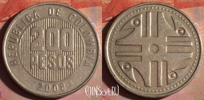 Колумбия 200 песо 2008 года, KM# 287, 122f-076