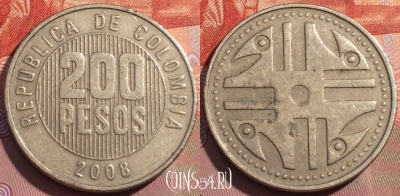 Колумбия 200 песо 2008 года, KM# 287, 255a-031