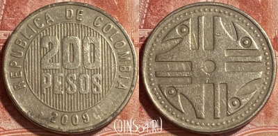Колумбия 200 песо 2009 года, KM# 287, 246r-030