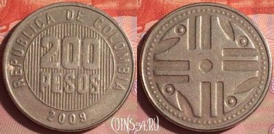 Колумбия 200 песо 2009 года, KM# 287, 337i-037