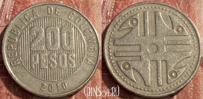 Колумбия 200 песо 2010 года, KM# 287, 462q-393