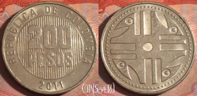 Колумбия 200 песо 2011 года, KM# 287, 115b-018