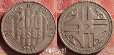 Колумбия 200 песо 2011 года, KM# 287, 224j-125