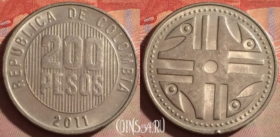 Колумбия 200 песо 2011 года, KM# 287, 292f-022