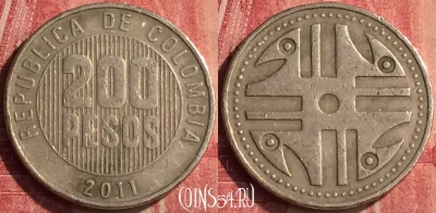 Колумбия 200 песо 2011 года, KM# 287, 439-130