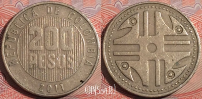 Колумбия 200 песо 2011 года, KM# 287, a146-034