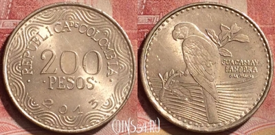 Колумбия 200 песо 2013 года, KM# 297, 188l-031