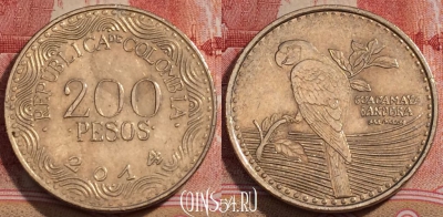Колумбия 200 песо 2014 года, KM# 297, 228-021
