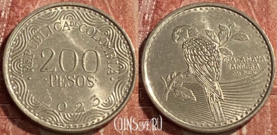 Колумбия 200 песо 2023 года, KM# 297, 462q-321 ♛