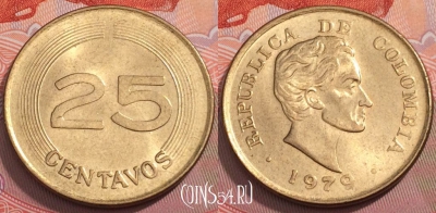 Колумбия 25 сентаво 1979 года, KM# 267, 251-048