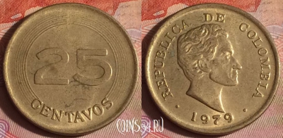 Колумбия 25 сентаво 1979 года, KM# 267, 338-019