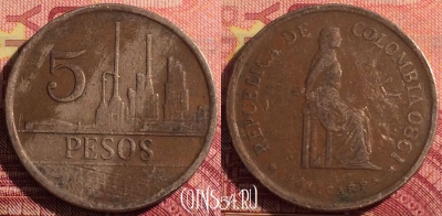 Колумбия 5 песо 1980 года, KM# 268, 290i-056