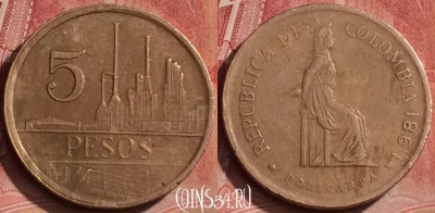 Колумбия 5 песо 1981 года, KM# 268, 065l-086