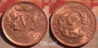 Колумбия 5 сентаво 1975 года, KM# 206a, 065d-004