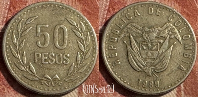 Колумбия 50 песо 1989 года, KM# 283, 228s-091