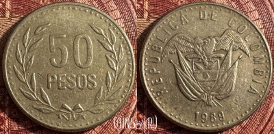 Колумбия 50 песо 1989 года, KM# 283, 358s-078