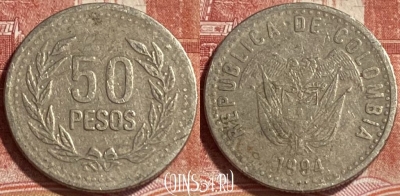 Колумбия 50 песо 1994 года, KM# 283, 241r-112