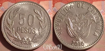 Колумбия 50 песо 2010 года, KM# 283.2a, 041i-043
