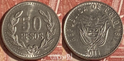 Колумбия 50 песо 2011 года, KM# 283.2a, 327r-005