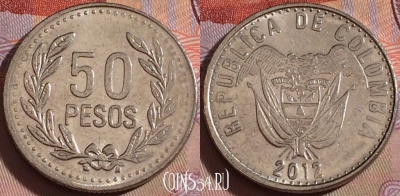 Колумбия 50 песо 2012 года, KM# 283.2a, 139b-001