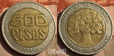 Колумбия 500 песо 1994 года, KM# 286, 203s-021